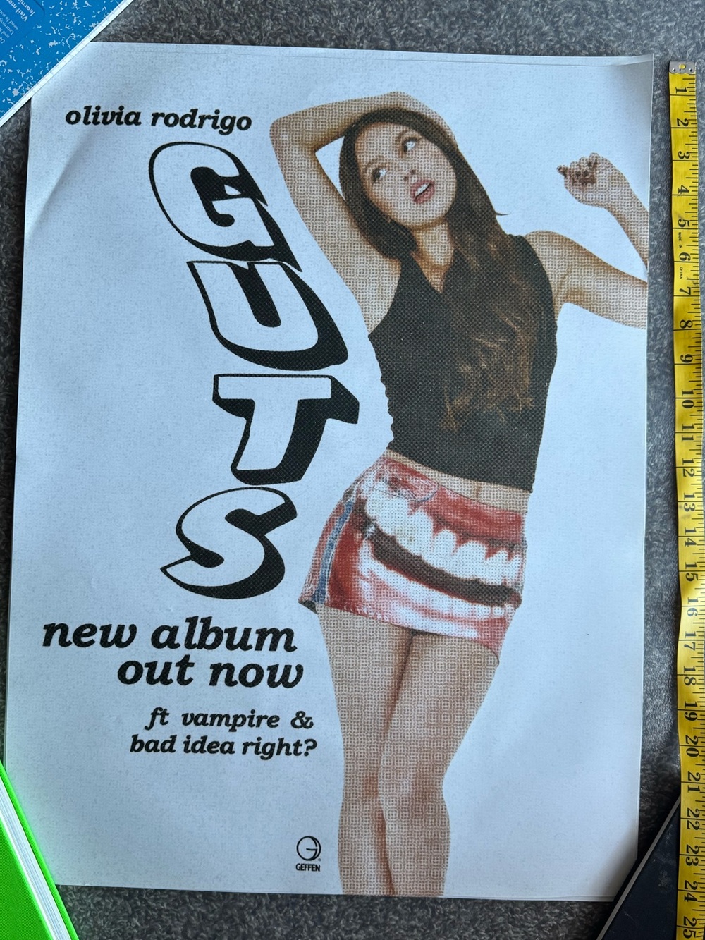 ORIGINAL 2023 OLIVIA RODRIGO GUTS RECORD STORE PROMO POSTER 18 x 24 RARE